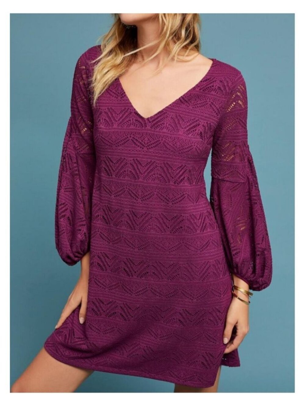 MAEVE Balloon Sleeve Laila Lace Lined Dress Size Medium